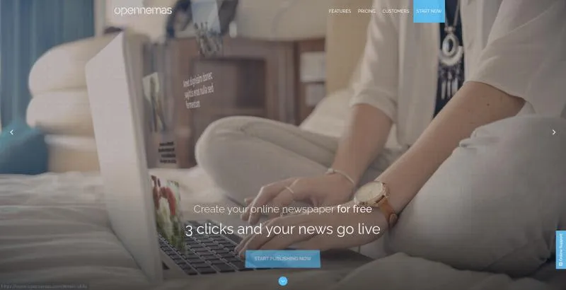 The Opennemas product site: create your online newspaper for free, three clicks and your news go live